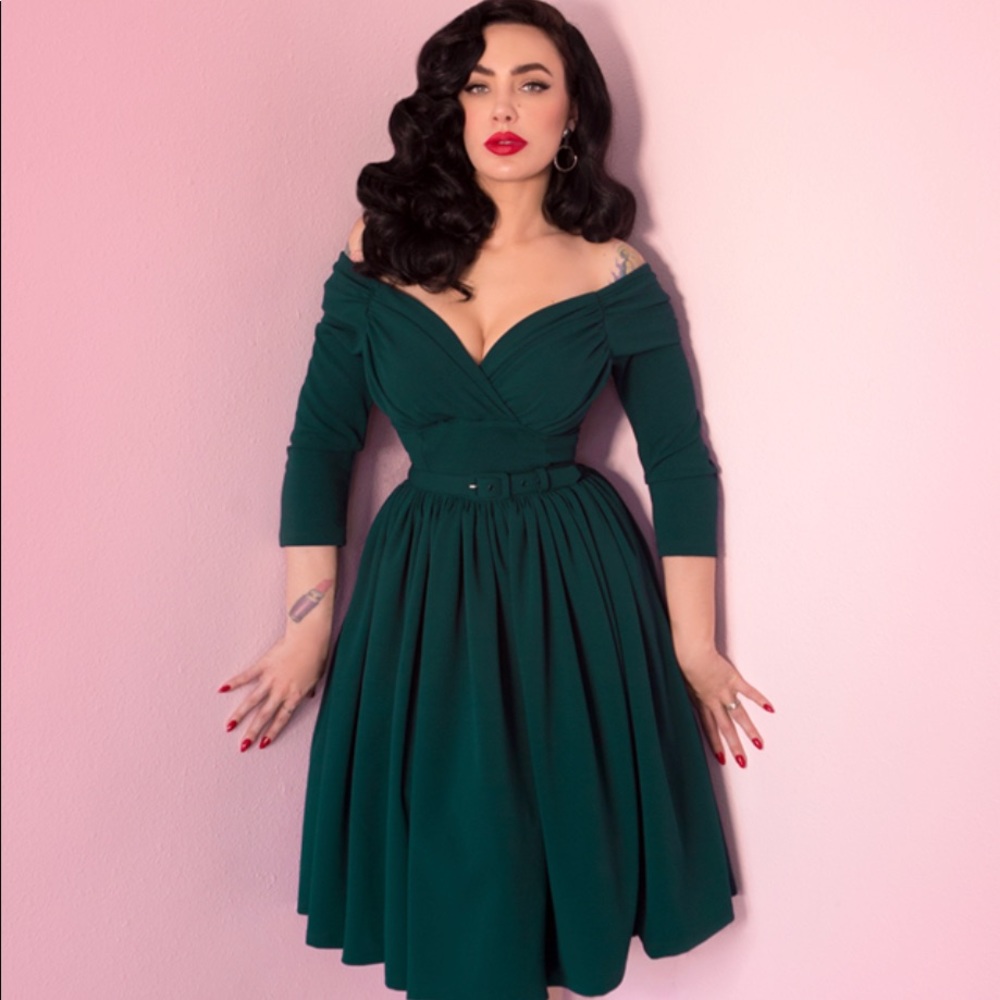 Vixen dress by Micheline Pitt in hunter green